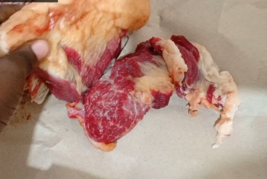 Step 1.1: In a large bowl cut the pieces of meat in desired sizes, set aside