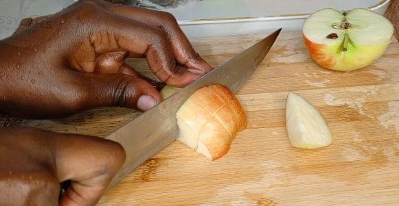 Step 1.2: Cut the apple into desired sizes and set aside