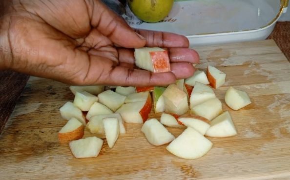 Step 1.1: Cut the apple into desired sizes and set aside