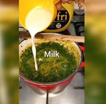 Step 2.2: Add milk, cook for 3 mins