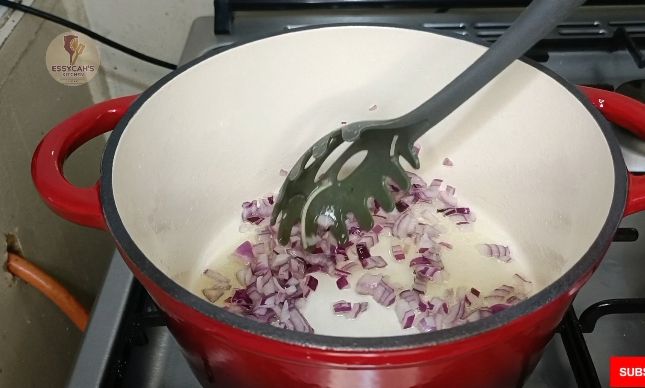 Step 3.1: Add the diced red onion to the skillet and cook until softened, about 5 minutes
