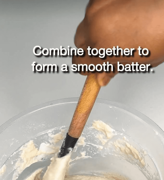 Step 1.1: In a large bowl, combine all the ingredients except the cooking oil to form a smooth batter