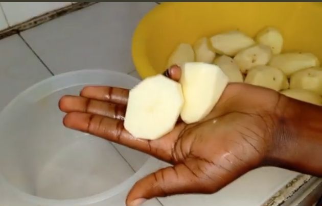 Step 1.1: Cut the potatoes into halves