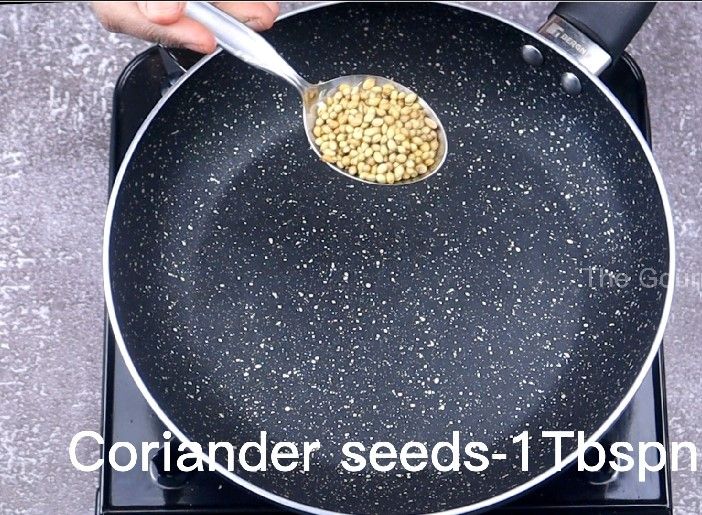 Step 1.2: In a pan, add coriander seeds, dried red chillies, cumin seeds, fennel seeds, peppercorns, cardamom, cloves, and cinnamon stick