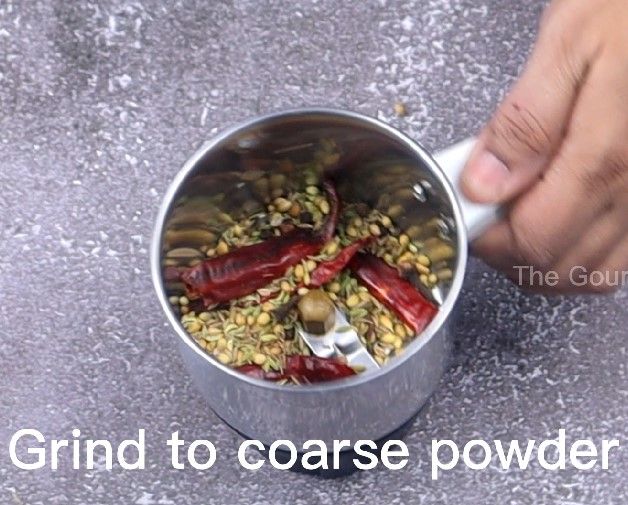 Step 1.2: Transfer the cooled spices to a blender and make a coarse powder