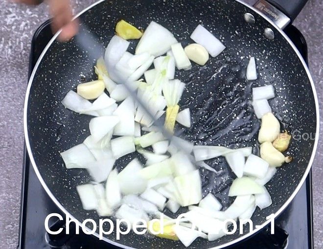 Step 2.2: Add finely chopped onions and saute until they turn soft