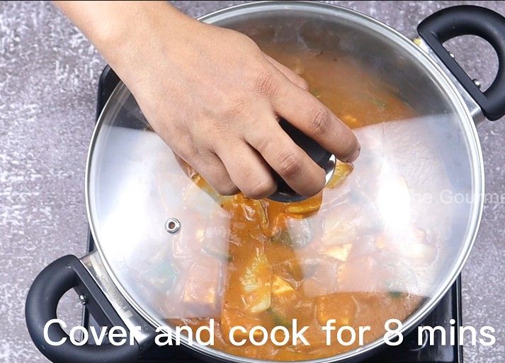 Step 4.1: Cover and cook for 8 minutes on low flame