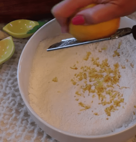Step 1.1: Mix the dry ingredients (flour, baking powder, baking soda, salt, and sugar) in one bowl