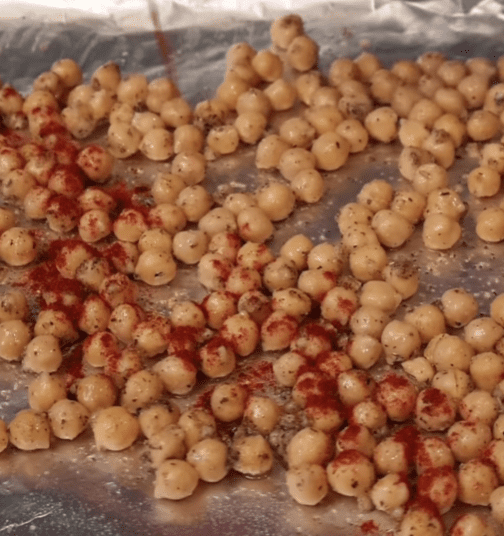 Step 1.1: Spread the chickpeas on a baking sheet, ensuring they are not crowded