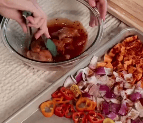 Step 1.1: Whisk together olive oil, garlic powder, paprika, red pepper flakes, honey, and Frank’s Red Hot