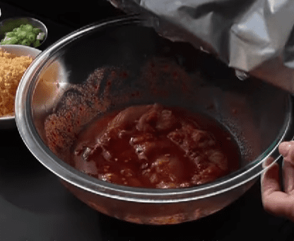 Step 1.1: Add sliced or pounded chicken breast to the marinade and let it sit for at least 30 minutes or overnight