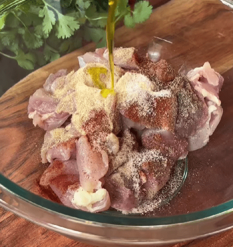 Step 1.1: Slice chicken thighs into bite-sized pieces, aiming for uniform sizes
