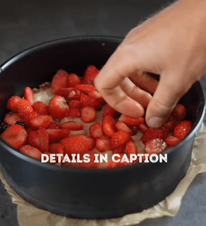 Step 3.1: Top the cream layer with fresh strawberries or other desired toppings