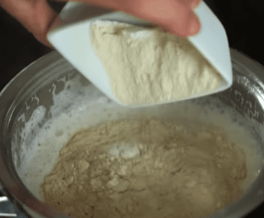 Step 1.1: Once it reaches a boil, turn off the heat and add the protein powder and brown sugar, if using