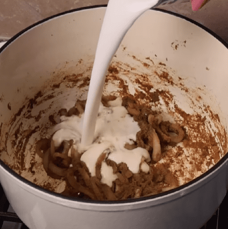 Step 1.1: Pour in coconut milk, chicken broth, fish sauce, brown sugar, and lime juice
