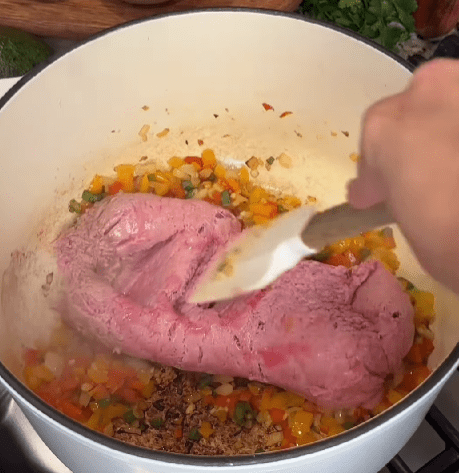 Step 1.1: Add garlic and ground turkey
