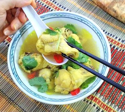 Step 1.1: Spoon the soup into a bowl, then garnish with chopped cilantro or green onions