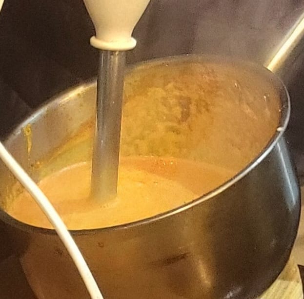 Step 1.1: Remove from the heat and using a stick blender, blend the sauce until smooth