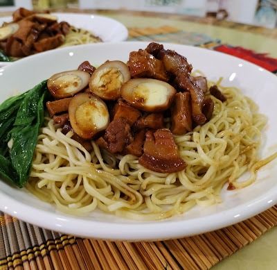 Braised Pork Belly with Egg Noodles recipe
