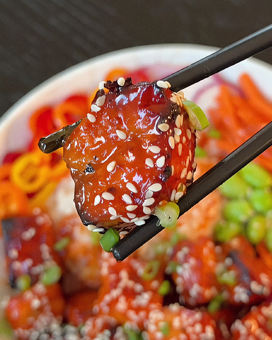 Gochujang Salmon Bite Bowls recipe