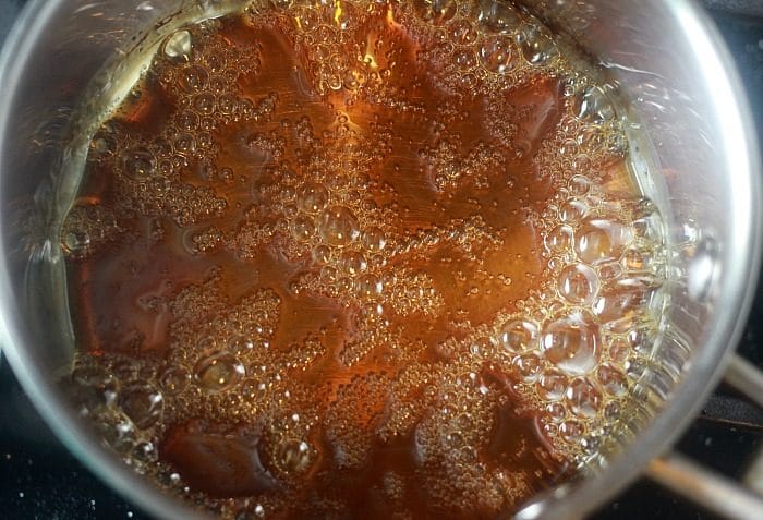 Step 1.1: Caramelize the sugar and water until it turns brown