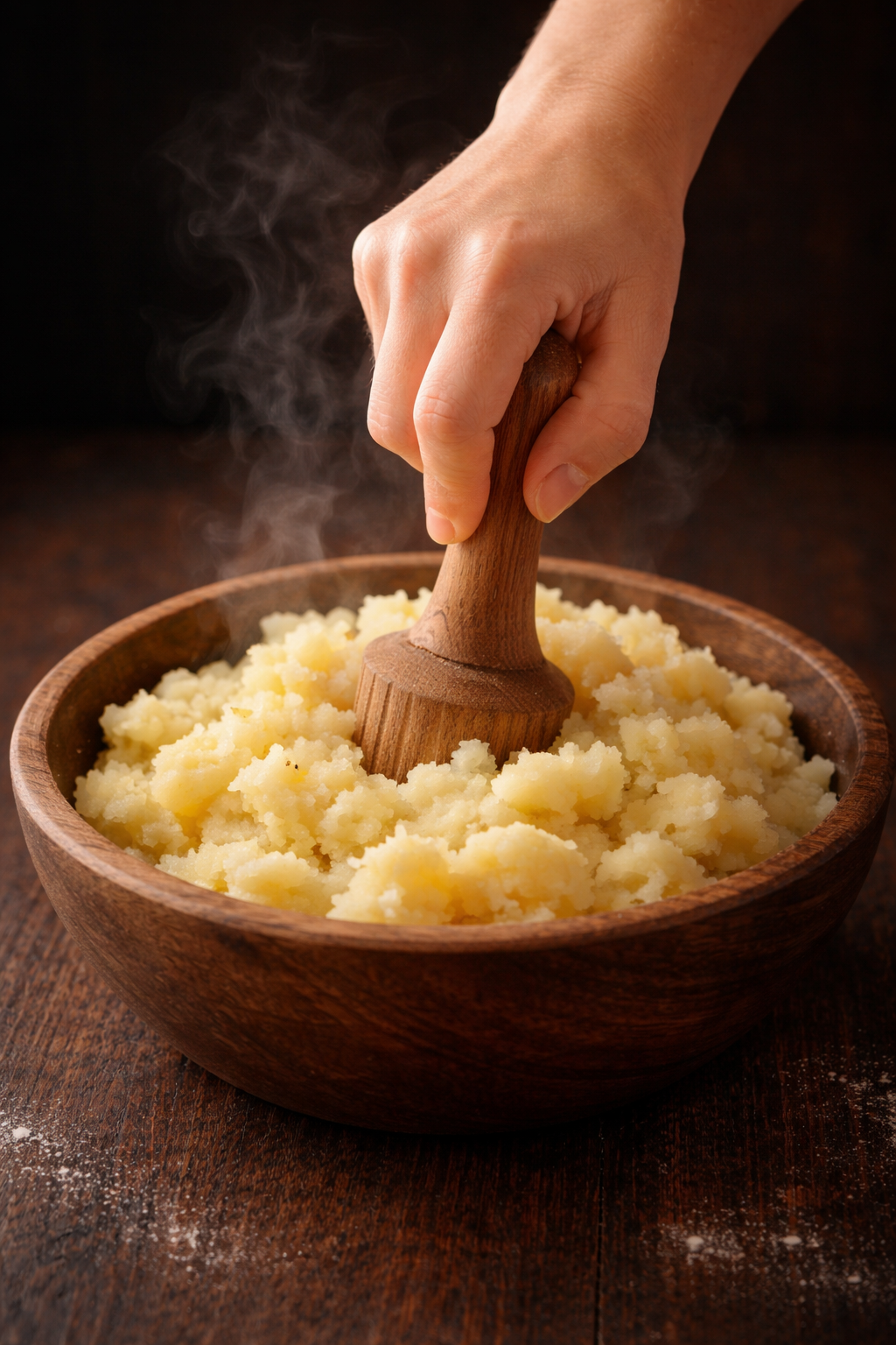 Step 2.1: Mash the potatoes until smooth, similar to mashed potatoes