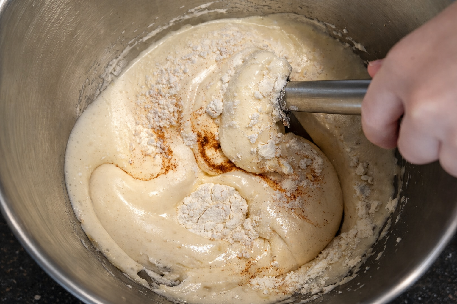 Step 3.1: Gently fold everything together with a spatula until smooth, being careful not to overmix