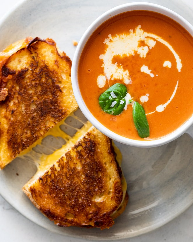 Roast Tomato Soup with Toasted Grilled Cheese recipe