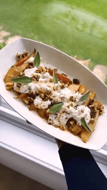 Sweet Brown Butter Sage and Pear Burrata recipe