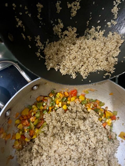Step 3.1: Mix in the cooked quinoa