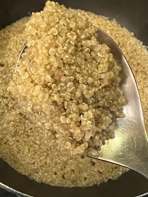 Step 1.1: Remove the lid and fluff the quinoa with a fork
