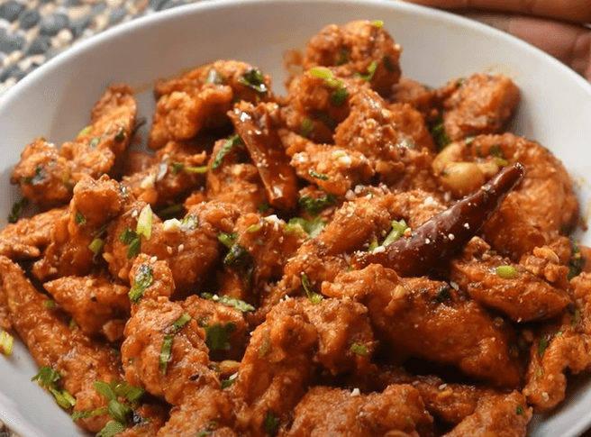 Step 3.1:  Serve hot and enjoy your flavorful Chicken 555, a delicious starter that embodies the best of Andhra-style spicy chicken dishes
