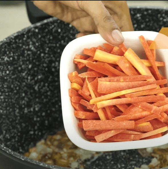 Step 1.1: Add carrots and mix well