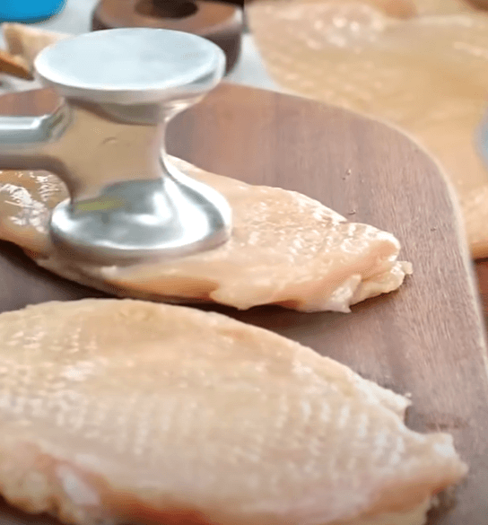 Step 1.1: Pound the chicken fillet from one side with the help of a meat mallet