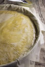 Step 3.2: Layer 5 sheets of phyllo dough in the dish, brushing each sheet with melted butter before adding the next
