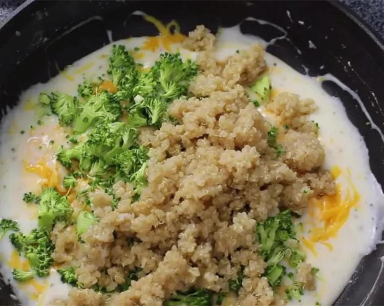 Step 1.1: Add the cooked quinoa and mix well