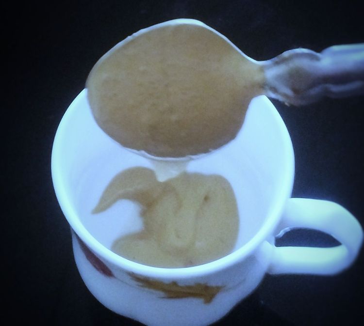 Step 1.1: Blend it with a spoon until it becomes creamy and the color turns light brown