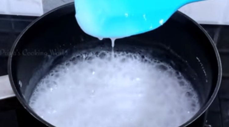 Step 3.1: Boil the mixture, stirring continuously until it becomes slightly thick