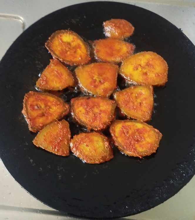 Step 1.1: Shallow fry on medium flame, flipping both sides until golden brown