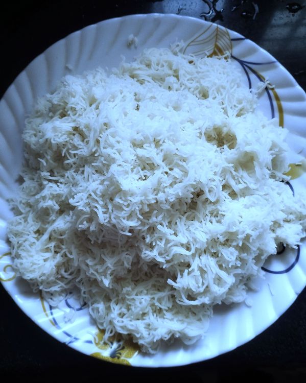 Step 1.1: Take out from the fridge and crush the idiyappam with your hands into medium pieces