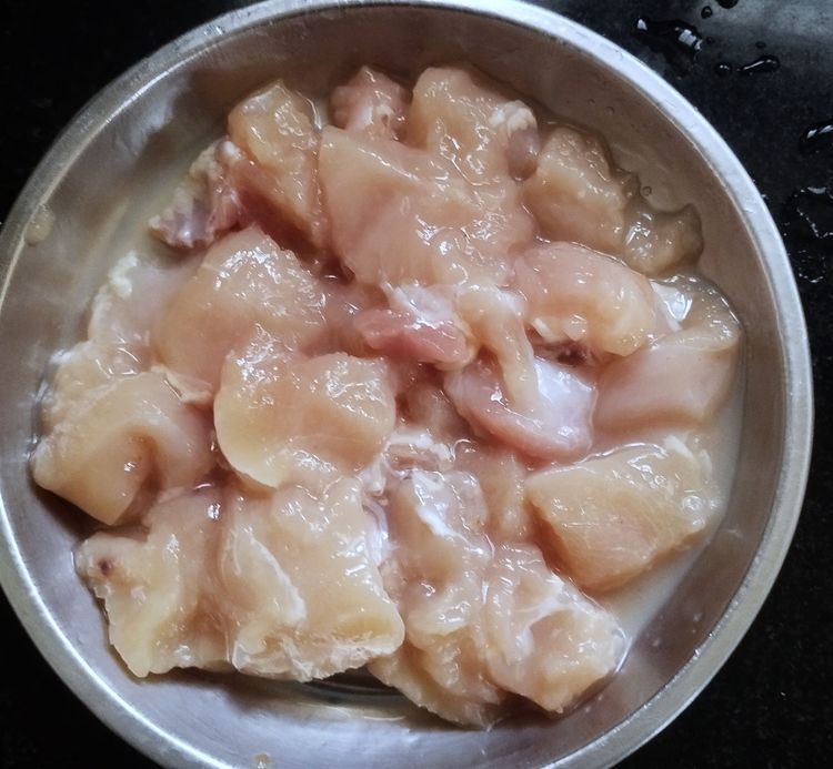 Step 1.1: Repeat the same process 2-3 times until the chicken absorbs the water