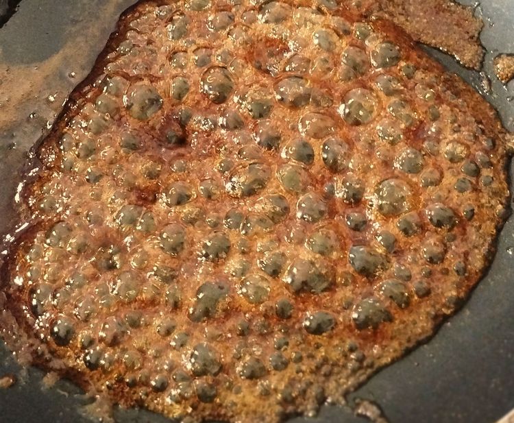 Step 1.1: Caramelize the mixture until the sugar completely melts and turns golden brown
