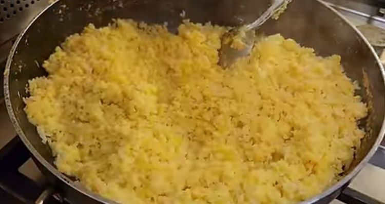 Step 1.2: Stir and cook in medium to low flame until the moisture is completely removed