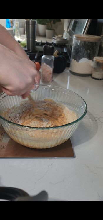Step 1.1: Add the collagen peptides, almond flour, cinnamon, and salt to the wet mixture