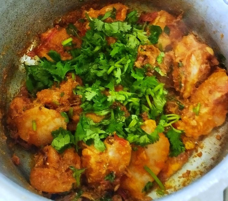 Step 1.1: Add half of the chopped coriander leaves, mint leaves, and marinated chicken pieces