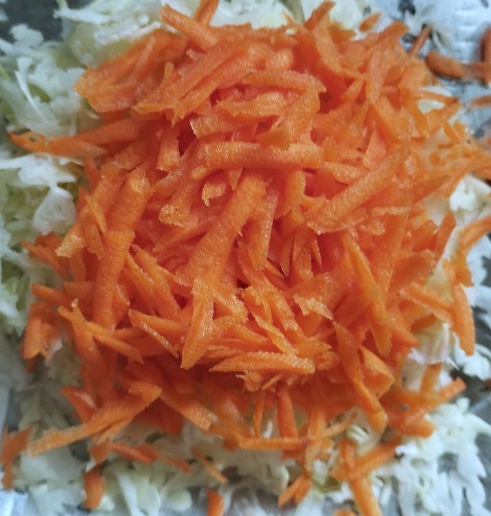 Step 1.2: Grate the carrot and cabbage