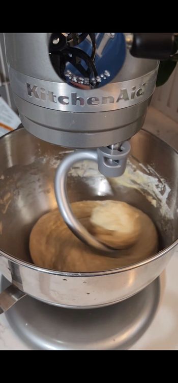 Step 6.1: Continue kneading on low speed for 8–10 minutes (setting 2 on kitchenaid)