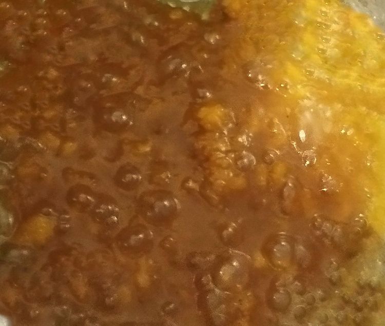 Step 3.1: Stir well and cook on medium-low heat for about 5-7 minutes or until the mixture thickens slightly
