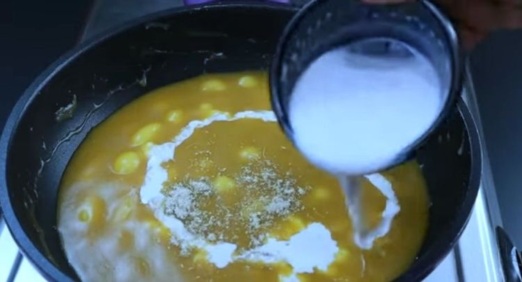 Step 6.1: Add 1/2 cup of thick coconut milk and cardamom powder