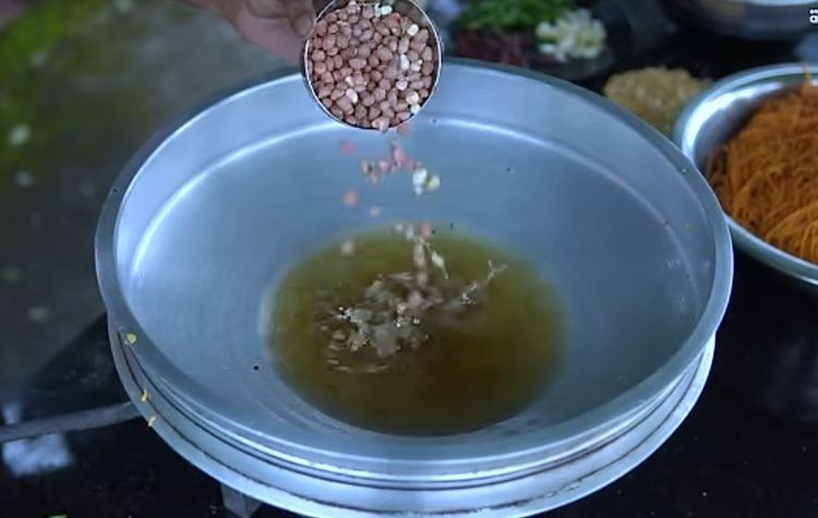 Step 3.1: Deep fry peanuts until golden and crispy